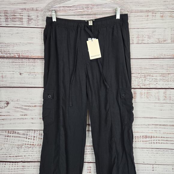 Industry Republic Women Jogger Cargo Pants Lg Black Drawstring Stretch Waist NWT - Picture 3 of 10